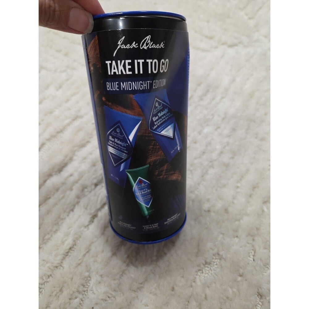 Jack Black Take It To Go Blue Midnight Edition Tin Can (Lotion,Cleanser,Balm) B8